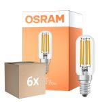 Flerpack 6x Osram LED Special E14 Tubular Lampa T26 Filament Klar 6.5W 730lm - 827 Extra Varm Vit | Dimbar - Ersättare 55W